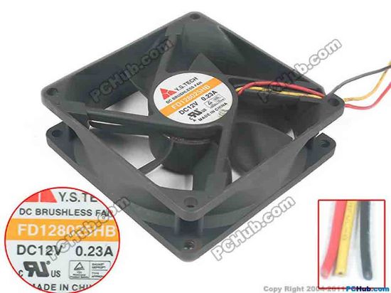 91779 Y.S TECH FD128025HB Server - Square Fan sq80x80x25, 3-wire, 12V 0.23A Y.S TECH FD128025HB Server - Square Fan 
