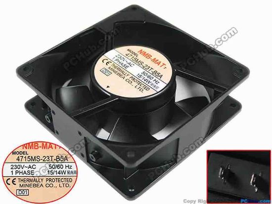 91881 NMB-MAT / Minebea 4715MS-23T-B5A Server - Square Fan D01, sq120x120x38, AC 230V 15W NMB-MAT / Minebea 4715MS-23T-B5A Server - Square Fan 