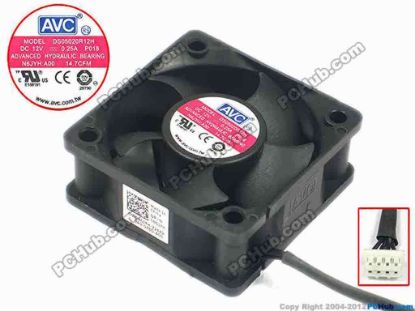 91907 AVC DS05020R12H Server - Square Fan  P018, P/N:0N6JYH, DC 12V 0.25A, 50x50x20mm, New AVC DS05020R12H Server - Square Fan 