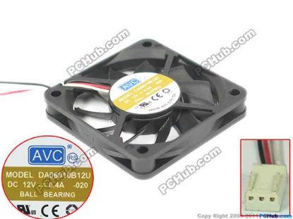 91943 AVC DA06010B12U Server - Square Fan -020, sq60x60x10, w105x3x3, 12V 0.4A AVC DA06010B12U Server - Square Fan 