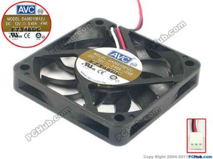 91953 AVC DA06010B12U Server - Square Fan -FAR, sq60x60x10, 3-wire, 12V 0.4A AVC DA06010B12U Server - Square Fan 