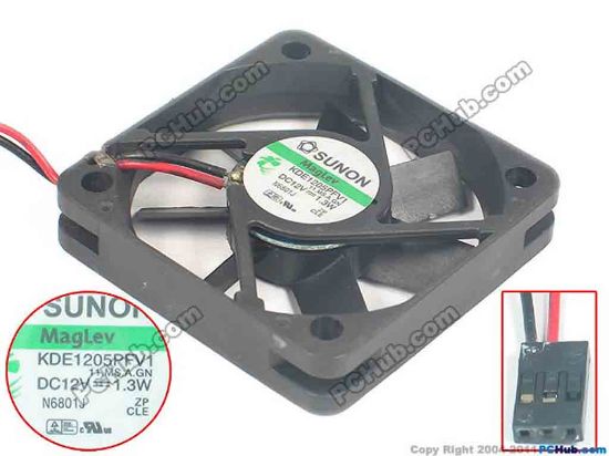 91985 SUNON KD1205PFV1 Server - Square Fan 11.MS.A.GN, sq50x50x10, 2-wire, 12V 1.3W SUNON KD1205PFV1 Server - Square Fan 