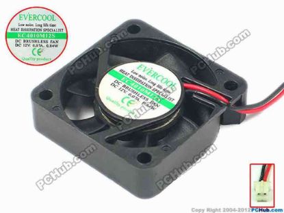 92004 EverCool EC4010M12S Server - Square Fan sq40x40x10, w60x2x2, 12V 0.07A EverCool EC4010M12S Server - Square Fan