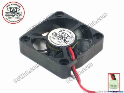 92013 T&T MW-410M12C Server - Square Fan sq40x40x10, w35x2x2, 12V 0.09A T&T MW-410M12C Server - Square Fan 