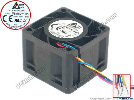 92073 Delta Electronics FFB03812VN-SPC Server - Square Fan -SP08, sq38x38x28, 4-wire, 12V 1.02A Delta Electronics FFB03812VN-SPC Server - Square Fan 