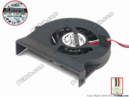 92144 ADDA AB0605UB-HB3 Cooling Fan  CW4, w50x3x3, 5V 0.34A, Bare, w/o cover ADDA AB0605UB-HB3 Cooling Fan  