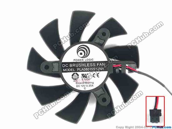 92405 Power Logic PLA08015S12HH Server - Frameless / GPU Fan dia80x80x15, w70x2x2, 12V 0.35A Power Logic PLA08015S12HH Server - Frameless / GPU Fan 