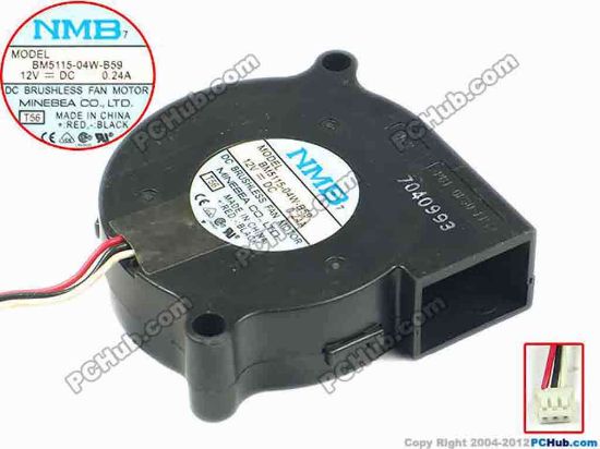 92567 NMB-MAT / Minebea BM5115-04W-B59 Server - Blower Fan T56, bw51x51x15, w55x3x3, 12V 0.24A,T56, bw51x51x1 NMB-MAT / Minebea BM5115-04W-B59 Server - Blower Fan 