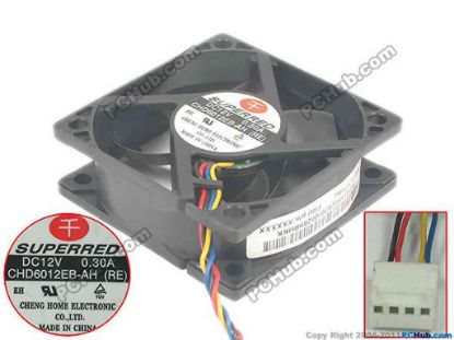 92690 Superred CHD6012EB-AH Server - Square Fan (RE), sq60x60x20, w30x4x4, 12V 0.3A Superred CHD6012EB-AH Server - Square Fan 