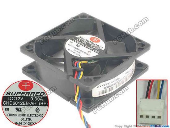 92690 Superred CHD6012EB-AH Server - Square Fan (RE), sq60x60x20, w30x4x4, 12V 0.3A Superred CHD6012EB-AH Server - Square Fan 