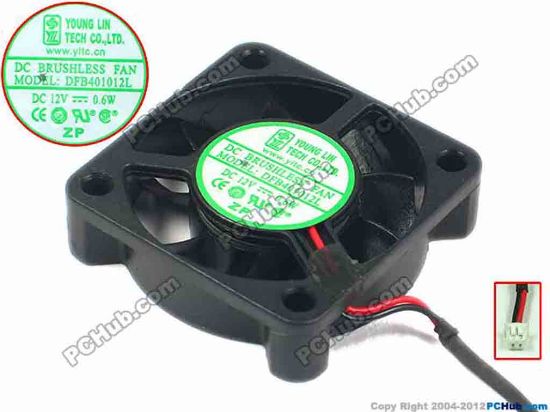 92710 Young Lin DFB401012L Server - Square Fan sq40x40x10, 2-wire, 12V 0.6W Young Lin DFB401012L Server - Square Fan 