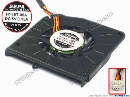 92891 SEPA HY45T-05A Cooling Fan  HY45T-05A, w80x4x4, 5V 0.15A, Bare fan SEPA HY45T-05A Cooling Fan  