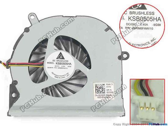 93039 Delta Electronics KSB0505HA Cooling Fan  -9G58, w35x3x, 5V 0.40A, Bare fan Delta Electronics KSB0505HA Cooling Fan  