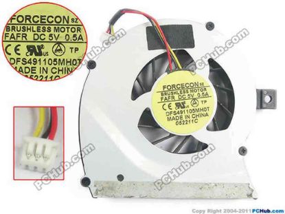 93144 Toshiba Satellite L645 Series Cooling Fan  DFS491105MH0T, FAFR, w25x3x3, 5V 0.5A, Bare fan Toshiba Satellite L645 Series Cooling Fan  