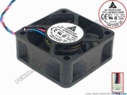 93255 Delta Electronics AFB0512MD Server - Square Fan -G614, sq50x50x20, w105x3x3, 12V 0.11A Delta Electronics AFB0512MD Server - Square Fan 