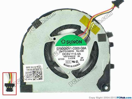 93296 Dell XPS 13 (L321X) Cooling Fan  046V55, 5V 0.4A, Bare fan Dell XPS 13 (L321X) Cooling Fan