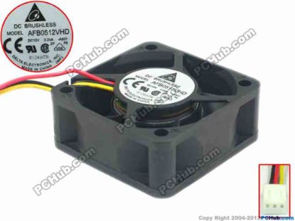 93319 Delta Electronics AFB0512VHD Server - Square Fan  -A801, sq50x50x20, w165x3x3, 12V 0.24A Delta Electronics AFB0512VHD Server - Square Fan 