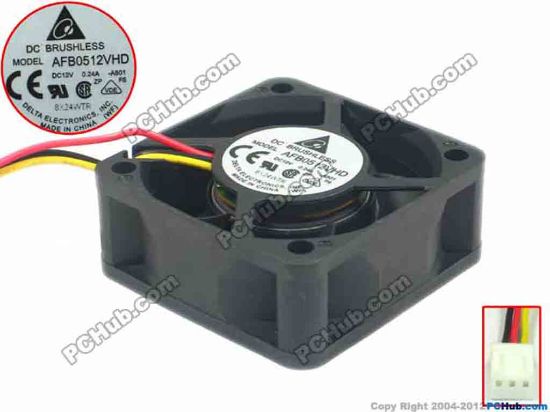 93319 Delta Electronics AFB0512VHD Server - Square Fan  -A801, sq50x50x20, w165x3x3, 12V 0.24A Delta Electronics AFB0512VHD Server - Square Fan 
