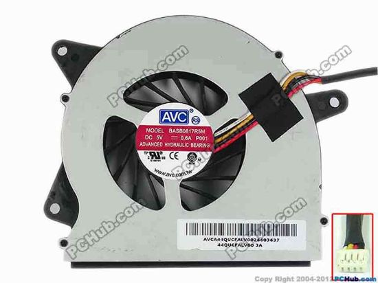 93367 AVC BASB0817R5M Cooling Fan  P001, w40x4x4, 5V 0.6A, Bare fan AVC BASB0817R5M Cooling Fan  