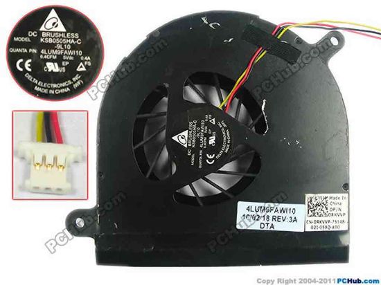 93389 Dell Inspiron 17R (N7010) Cooling Fan  KSB0505HA-C, -9L10, 0RKVVP, w35x3x3, 5V 0.4A, Bare Dell Inspiron 17R (N7010) Cooling Fan  89 