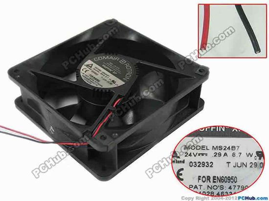 93397 Comair Rotron MS24B7 Server - Square Fan sq120x120x38, 3-wire, 12V 0.29A Comair Rotron MS24B7 Server - Square Fan 