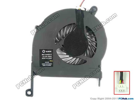 93407 SUNON MF75090V1-C130-G9A Cooling Fan  w15x3x3, 5V, Bare fan SUNON MF75090V1-C130-G9A Cooling Fan  