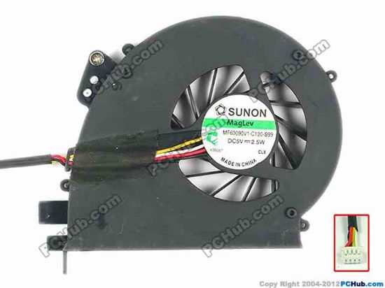 93482 SUNON MF60090V1-C120-S99 Cooling Fan  w55x4x4, 5V 2.5W, Bare fan SUNON MF60090V1-C120-S99 Cooling Fan  