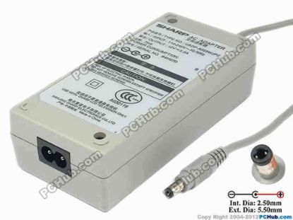 93617 Sharp UADP-A059WJPZ AC Adapter 5V-12V 12V 5A, 5.5/2.5mm, 2-Prong, White Sharp UADP-A059WJPZ AC Adapter 5V-12V 
