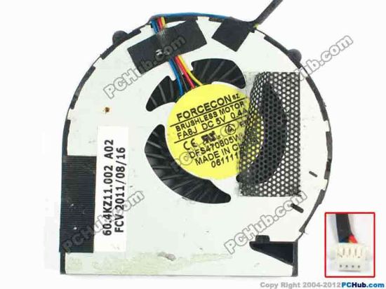93654 Lenovo V470 Series Cooling Fan  FA8J, 60.4KZ11.003, w25x4x4, 5V 0.4A, Bare fan Lenovo V470 Series Cooling Fan  