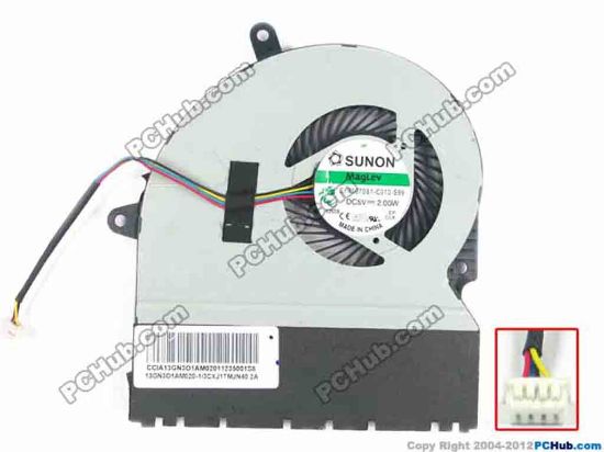 93679 SUNON EF75070S1-C010-S99 Cooling Fan  w25x4x4, 5V 2.00W, Bare fan SUNON EF75070S1-C010-S99 Cooling Fan  