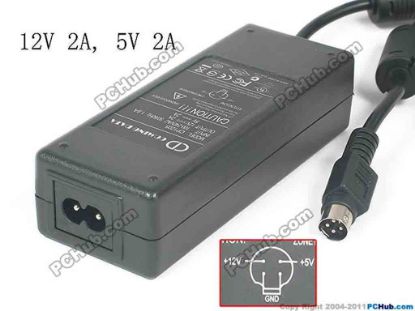 93759 Other Brands COMING DATA AC Adapter 5V-12V 12V 2A, 5V 2A, 4P, P1=5V, P4=12V, 2-Prong, New Other Brands COMING DATA AC Adapter 5V-12V <span id="ctl00_ContentPlaceHolder1_ItemDesc1_lblItemDescription" class="span11">
<div>Model: CP1205</div>
<div><br />
</div>
<div>INPUT: 100-240V~1.8A, 50-60Hz </div>
<div>DC Output: 12V (2A), 5V (2A) </div>
<div>Connector: 4-Pin DIN</div>
<div><br />
</div>
<div>Dimensions: 127 X 48 X 32 mm</div>
<div><br />
</div>
<div>*Please take note, 2 wire AC power cord not included.</div>
<div><br />
</div></span>
