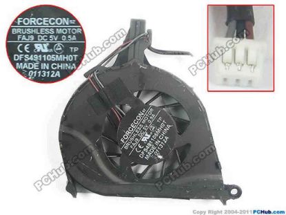93824 Toshiba Satellite L755 Series Cooling Fan  FAJ9, w25x3x3, 5V 0.5A, Bare fan Toshiba Satellite L755 Series Cooling Fan  