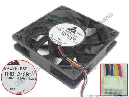 93826 Delta Electronics THB1248B Server - Square Fan -AC98, sq120x120x25, w365x4x4, 48V 0.75A Delta Electronics THB1248B Server - Square Fan 
