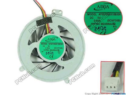 93842 ADDA AY05705HX10B300 Cooling Fan  0CWFS6B, w25x3x3, 5V 0.50A, Bare fan ADDA AY05705HX10B300 Cooling Fan  