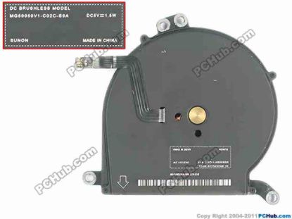 93886 Apple MacBook Air 11" A1370 (Late-2010) Cooling Fan  MG50050V1-C02C-S9A, 5V 1.5W, Bare fan Apple MacBook Air 11" A1370 (Late-2010) Cooling Fan  