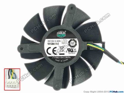 93946 Cooler Master FY08015H12BPA Server - Frameless / GPU Fan dia75x75x15, w115x4x4, 12V 0.6A Cooler Master FY08015H12BPA Server - Frameless / GPU Fan 