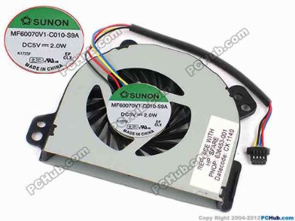 94161 HP Pavilion dm1-3000 Series Cooling Fan  MF60070V1-C010-S9A, w55x4x4, 5V 2.0W, Bare fan HP Pavilion dm1-3000 Series Cooling Fan  