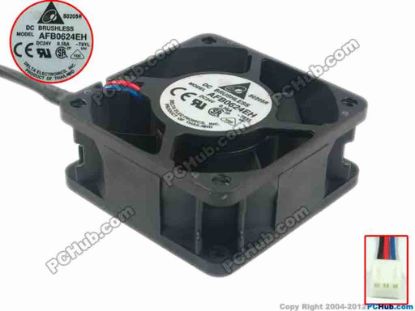 94182 Delta Electronics AFB0624EH Server - Square Fan -T8YL, sq60x60x25, 3-wire, 24V 0.36A Delta Electronics AFB0624EH Server - Square Fan 