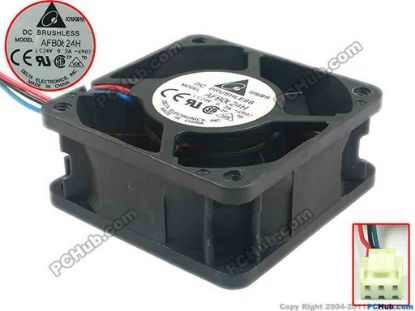 94186 Delta Electronics AFB0624H Server - Square Fan -8R02, sq60x60x25, w115x3x3, 24V 0.12A Delta Electronics AFB0624H Server - Square Fan 