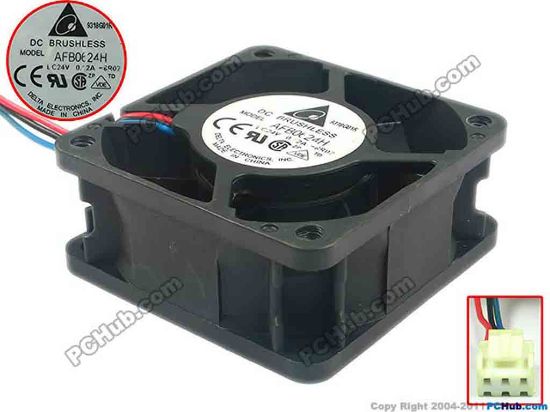 94186 Delta Electronics AFB0624H Server - Square Fan -8R02, sq60x60x25, w115x3x3, 24V 0.12A Delta Electronics AFB0624H Server - Square Fan 