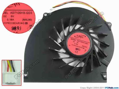94258 Acer Aspire 4740 Series Cooling Fan  NAL90, w25x3x3, 5V 0.16A, Bare fan Acer Aspire 4740 Series Cooling Fan