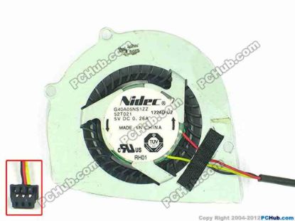 94263 HP Mini 1103 Series Cooling Fan  52T021, w15x3x3, 5V 0.26A, Bare fan HP Mini 1103 Series Cooling Fan  