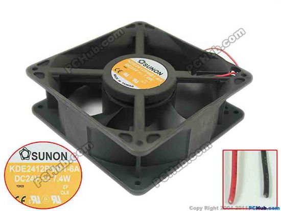 94358 SUNON KDE2412PMB1-6A Server - Square Fan sq120x120x38, 2-wire, 24V 7.4W SUNON KDE2412PMB1-6A Server - Square Fan 