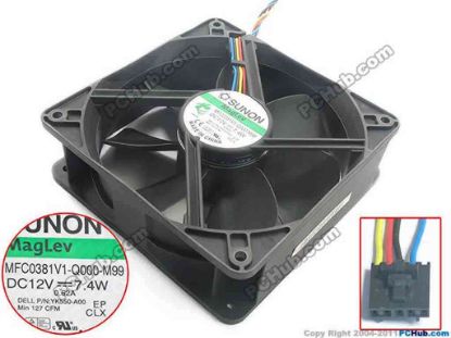 94365 SUNON MFC0381V1-Q000-M99 Server - Square Fan YK550-A00, sq120x120x38, w155x4x4, 12V 7.4W SUNON MFC0381V1-Q000-M99 Server - Square Fan 