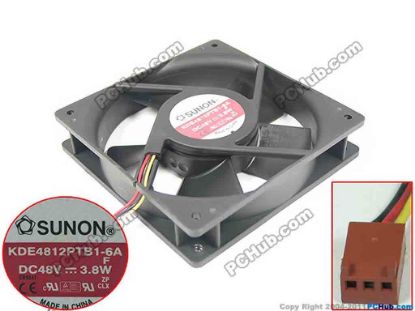 94371 SUNON KDE4812PTB1-6A Server - Square Fan F, sq120x120x25, w155x3x3, 48V 3.8W SUNON KDE4812PTB1-6A Server - Square Fan 