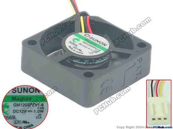 94377 SUNON GM1203PFV1-8 Server - Square Fan F.GN, sq30x30x10, w155x3x3, 12V 1.0W SUNON GM1203PFV1-8 Server - Square Fan