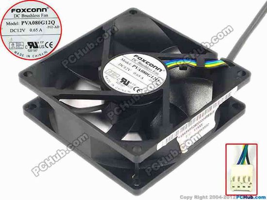 94618 Foxconn PVA080G12Q Server - Square Fan -P02-AD, w200x4x4, 12V 0.65A Foxconn PVA080G12Q Server - Square Fan 