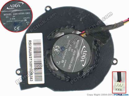 94677 HP Mini 210 Series Cooling Fan  CWUW3, w25x3x3, 5V 0.50A, Bare fan HP Mini 210 Series Cooling Fan  