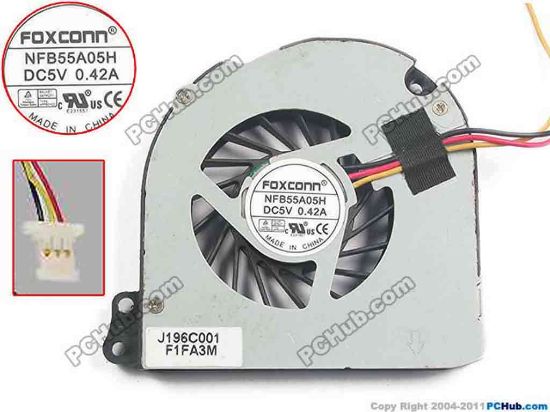 94736 Toshiba Satellite T230 Series Cooling Fan  w15x3x3, 5V 0.42A, Bare fan Toshiba Satellite T230 Series Cooling Fan  