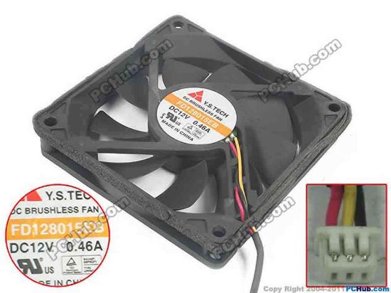 94759 Y.S TECH FD128015EB Server - Square Fan sq80x80x15, w75x3x3, 12V 0.46A Y.S TECH FD128015EB Server - Square Fan 